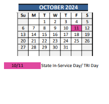District School Academic Calendar for African American Academy K-8 for October 2024