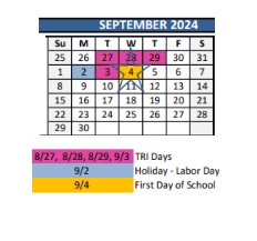 District School Academic Calendar for African American Academy K-8 for September 2024
