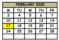 District School Academic Calendar for Indian Trails Middle School for February 2025