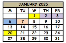 District School Academic Calendar for Rays Of Hope Charter School for January 2025