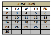 District School Academic Calendar for Scps Grove Unique Youth Services for June 2025