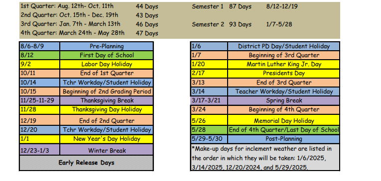 District School Academic Calendar Key for Tuskawilla Middle School