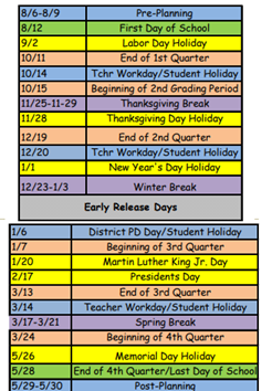 District School Academic Calendar Legend for Stenstrom Elementary School
