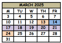 District School Academic Calendar for Woodlands Elementary School for March 2025