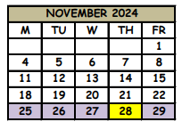 District School Academic Calendar for Woodlands Elementary School for November 2024