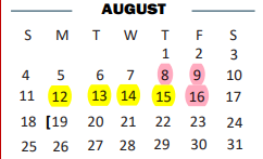 District School Academic Calendar for Beto House for August 2024