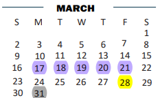 District School Academic Calendar for Beto House for March 2025