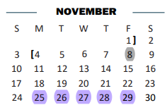 District School Academic Calendar for Beto House for November 2024