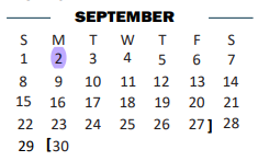 District School Academic Calendar for Beto House for September 2024