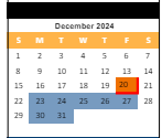 District School Academic Calendar for Broadmoor Multi-use Center for December 2024