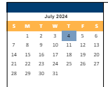 District School Academic Calendar for Rushton Elem for July 2024