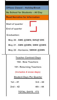 District School Academic Calendar Legend for Dorothy Moody Elem