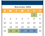 District School Academic Calendar for Broadmoor Multi-use Center for November 2024