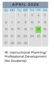 District School Academic Calendar for Inverness Elementary School for April 2025