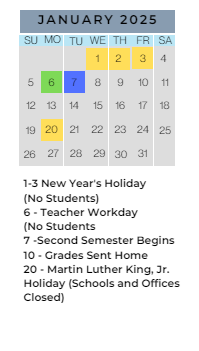 District School Academic Calendar for Inverness Elementary School for January 2025