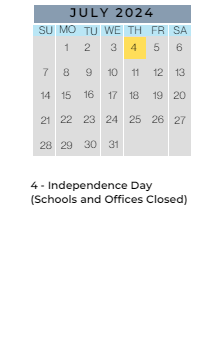 District School Academic Calendar for Inverness Elementary School for July 2024