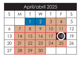 District School Academic Calendar for Socorro Middle for April 2025