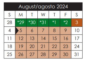 District School Academic Calendar for H D Hilley Elementary for August 2024