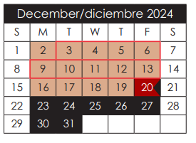 District School Academic Calendar for Escontrias Elementary for December 2024