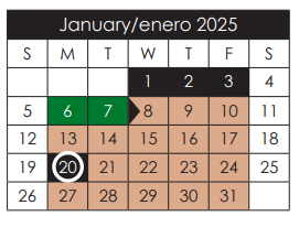 District School Academic Calendar for John Drugan School for January 2025