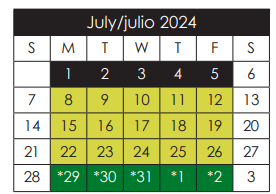 District School Academic Calendar for Keys Academy for July 2024