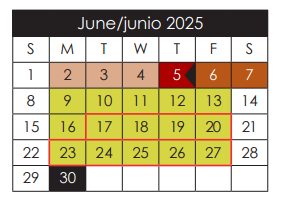 District School Academic Calendar for H D Hilley Elementary for June 2025