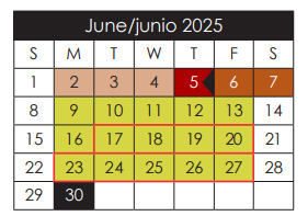 District School Academic Calendar for Robert R Rojas Elementary for June 2025