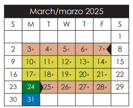 District School Academic Calendar for Salvador Sanchez Middle for March 2025