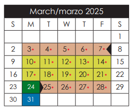 District School Academic Calendar for Robert R Rojas Elementary for March 2025