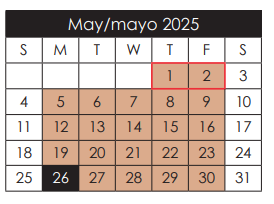 District School Academic Calendar for Benito Martinez Elementary for May 2025