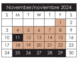 District School Academic Calendar for Escontrias Early Child Ctr for November 2024