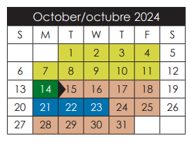 District School Academic Calendar for Benito Martinez Elementary for October 2024