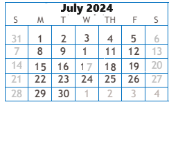 District School Academic Calendar for John F Kennedy for July 2024