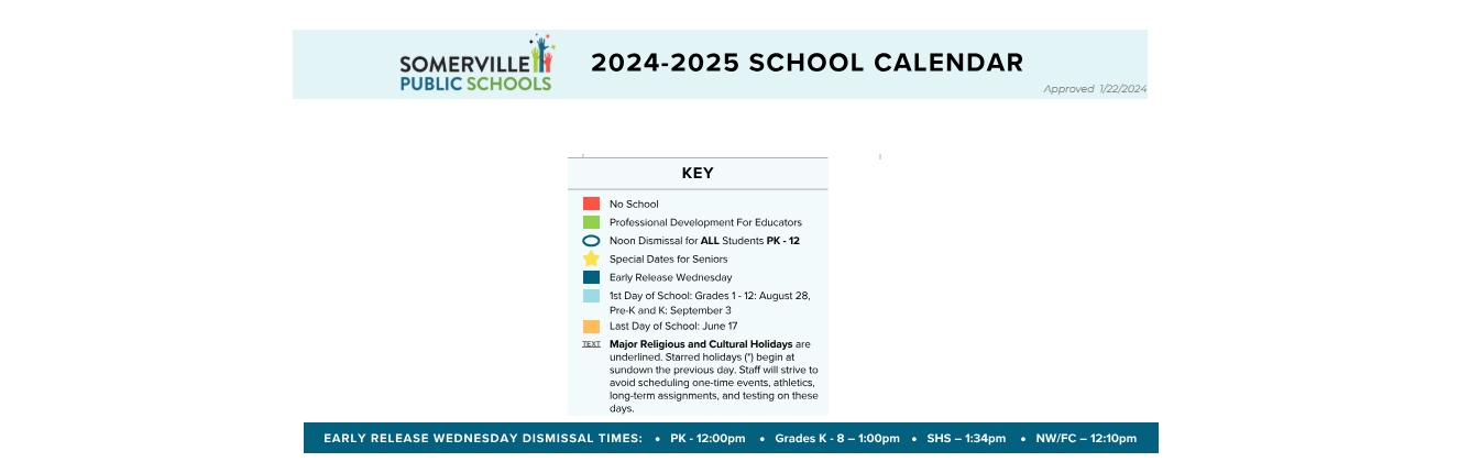 District School Academic Calendar Key for John F Kennedy