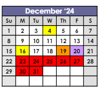 District School Academic Calendar for Jefferson Intermediate Center for December 2024