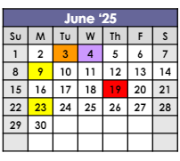 District School Academic Calendar for Kennedy Primary Academy for June 2025