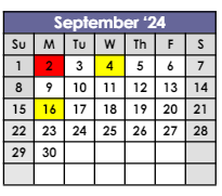District School Academic Calendar for Juvenile Justice Center for September 2024