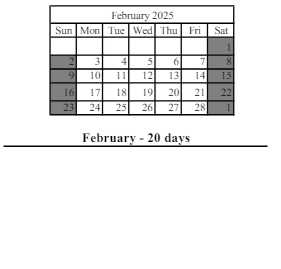 District School Academic Calendar for Corydon Elementary School for February 2025