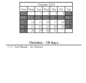 District School Academic Calendar for Corydon Elementary School for October 2024