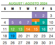 District School Academic Calendar for Bexar Co J J A E P for August 2024