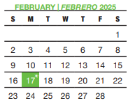 District School Academic Calendar for Medio Creek Elementary for February 2025