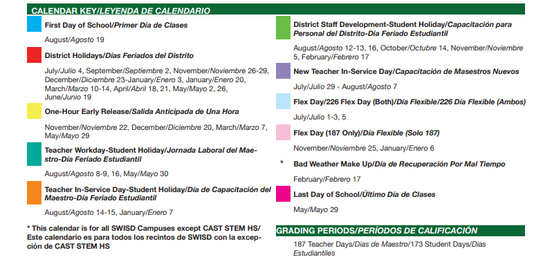 District School Academic Calendar Key for Southwest Elementary