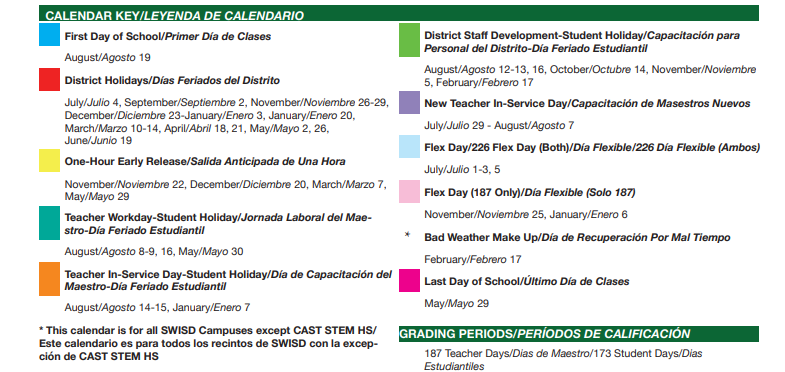 District School Academic Calendar Key for Sharon Christa Mcauliffe Junior High