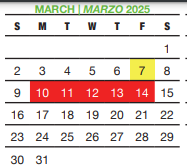 District School Academic Calendar for Southwest High School for March 2025