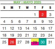 District School Academic Calendar for Ronald E Mcnair Sixth Grade School for May 2025