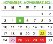 District School Academic Calendar for Ronald E Mcnair Sixth Grade School for November 2024