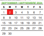 District School Academic Calendar for Southwest Elementary for September 2024
