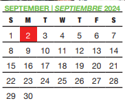 District School Academic Calendar for Elm Creek Elementary for September 2024