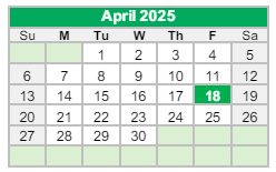 District School Academic Calendar for James A Harmon Elementary School for April 2025