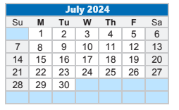 District School Academic Calendar for James A Harmon Elementary School for July 2024
